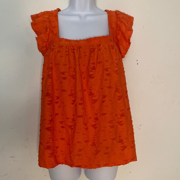 LC Lauren Conrad | Square Neck, Ruffle Sleeve,Cross Back top - Picture 4 of 15